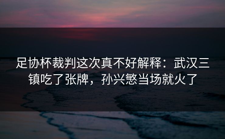 足协杯裁判这次真不好解释：武汉三镇吃了张牌，孙兴慜当场就火了